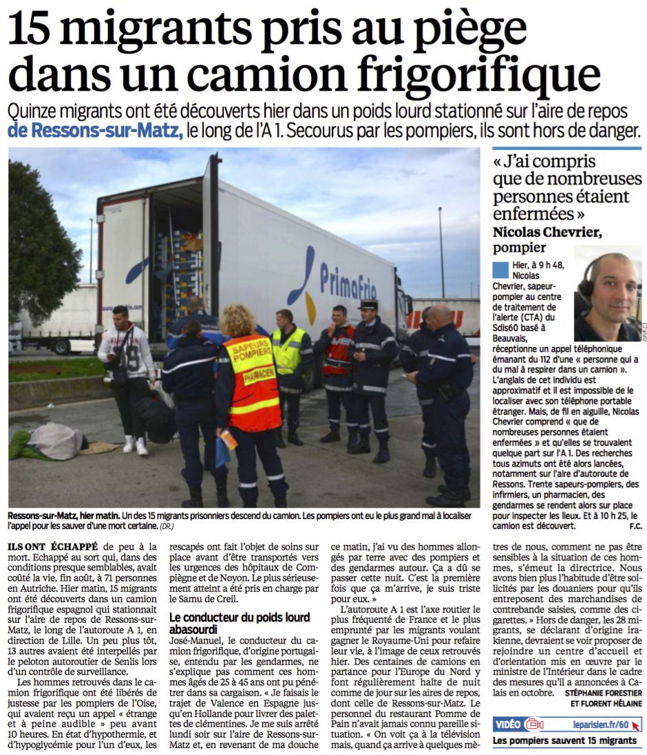 20151104-LeP-Ressons-sur-Matz-15 migrants pris au piège dans un camion frigorifique